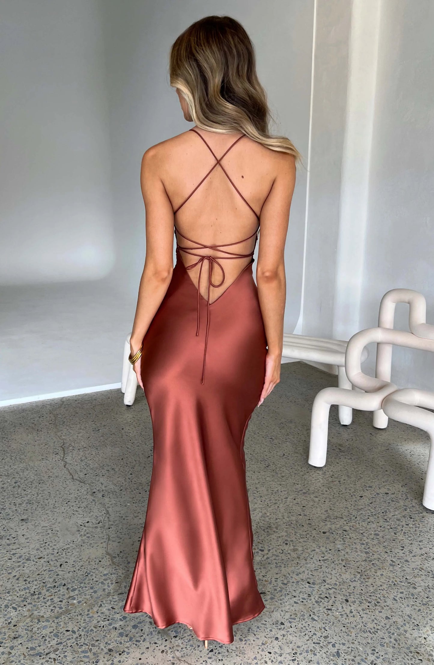 Silk Open Back Cocktail Dress 