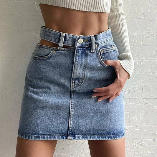 Denim Waistline Detail Mini Skirt - Modiva Modiva Denim Waistline Detail Mini Skirt