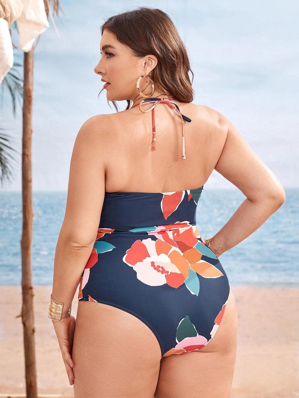 Plus Size Colourful Floral Swimsuit - Modiva Modiva Plus Size Colourful Floral Swimsuit