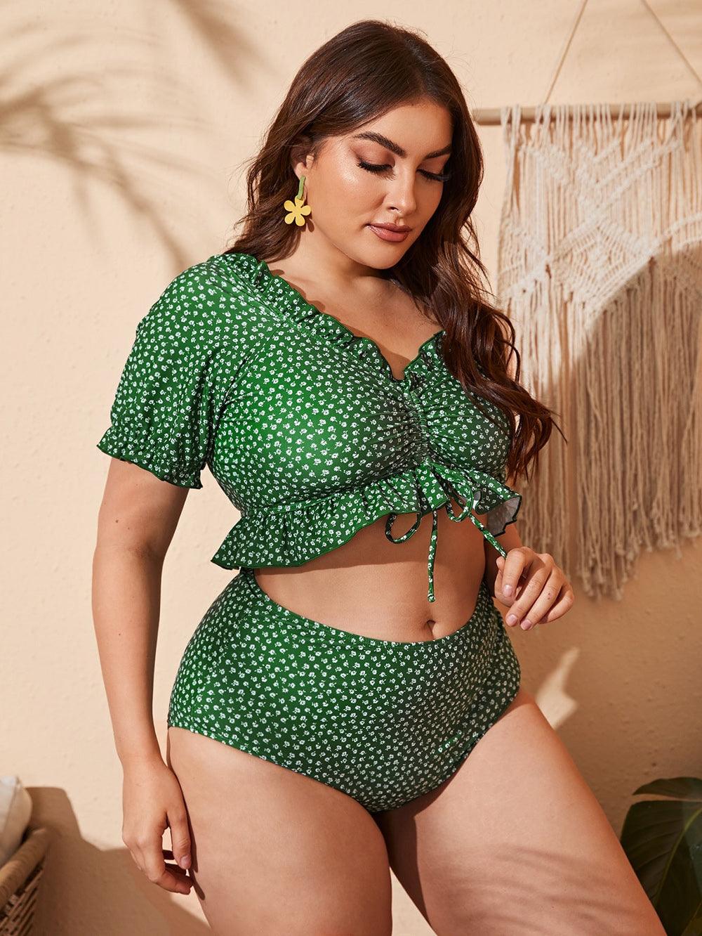 Plus Size Polka Dot Off The Shoulder Bikini - Modiva Modiva Plus Size Polka Dot Off The Shoulder Bikini