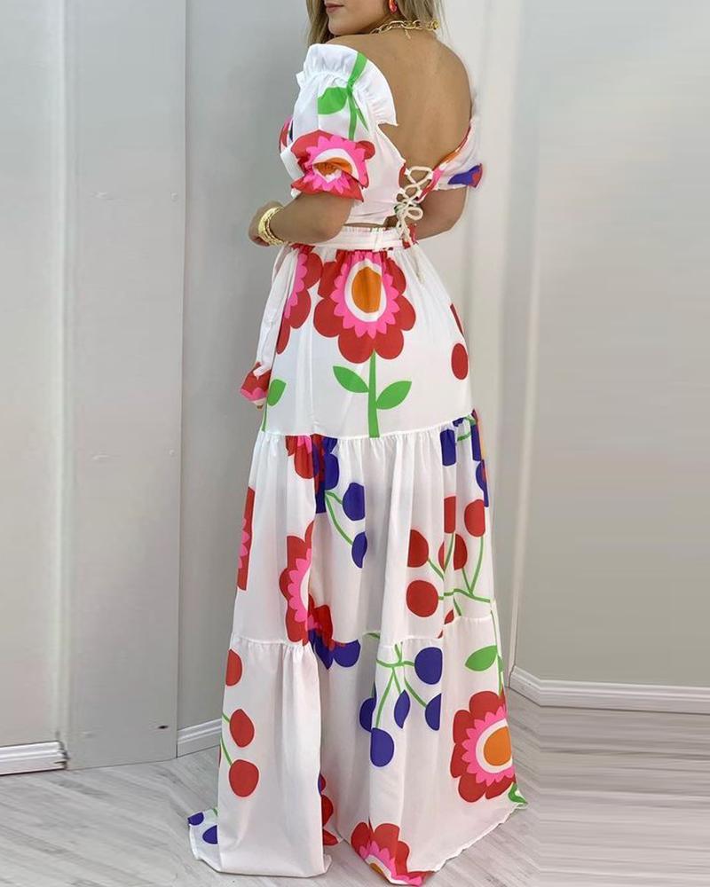 Cartoon Floral Two-Piece - Modiva Modiva Cartoon Floral Two-Piece