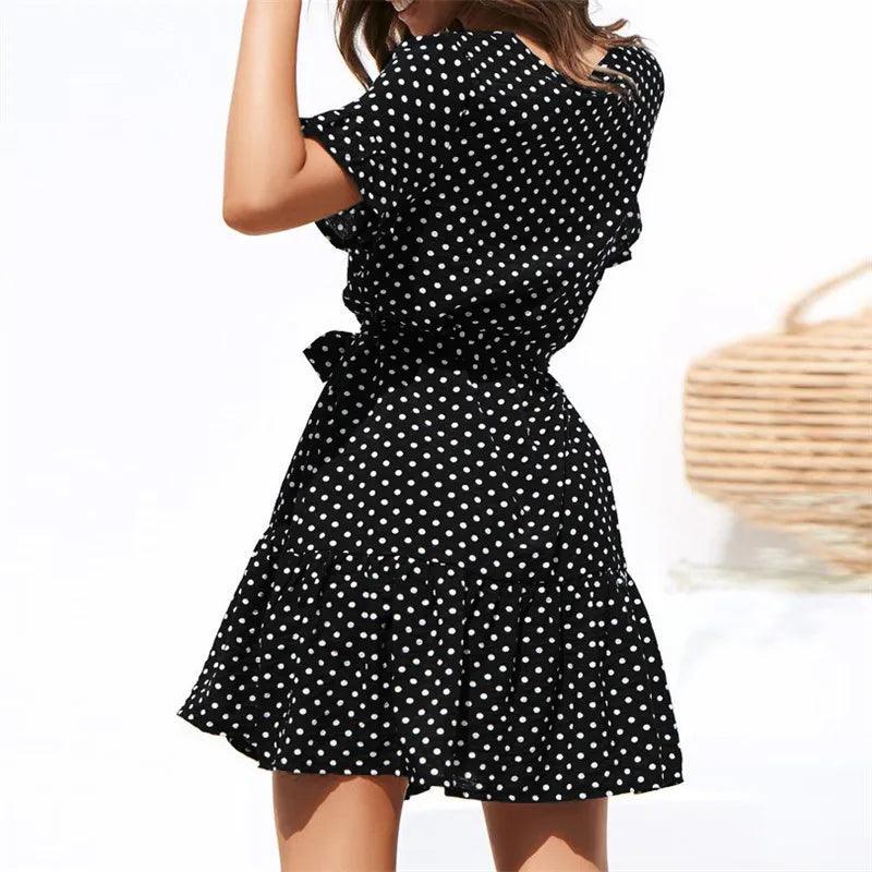 Short Sleeve Button Up Mini Dress