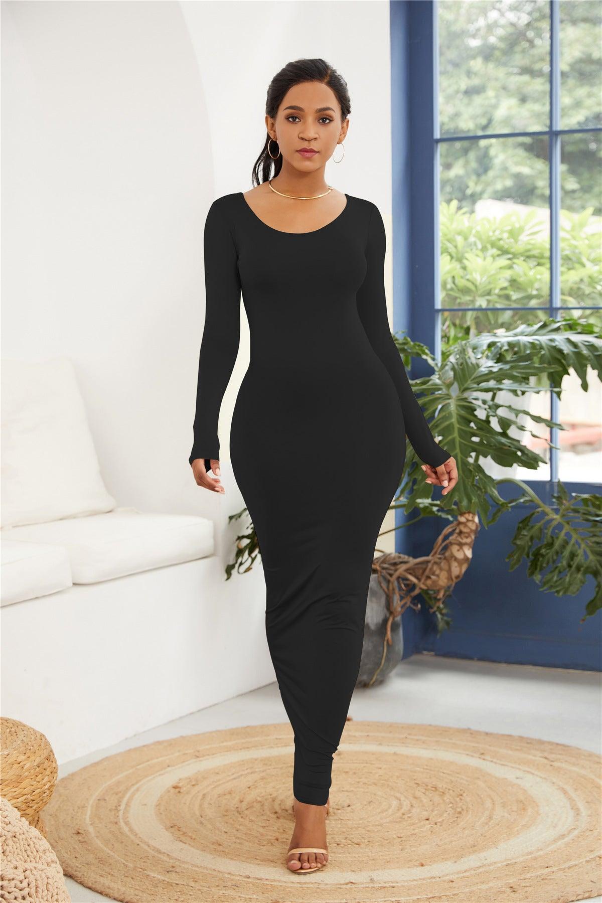 Long Sleeve Bodycon Maxi Dress - Modiva S / Black Modiva Long Sleeve Bodycon Maxi Dress