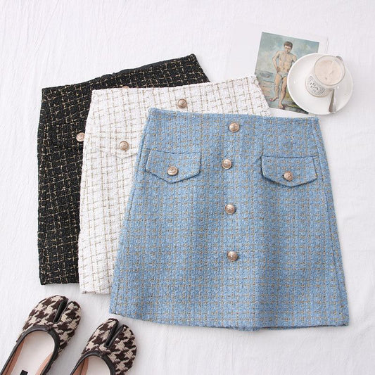 High Waisted Tweed Mini Skirt - Modiva Modiva High Waisted Tweed Mini Skirt