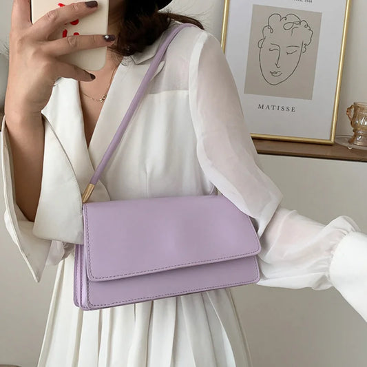 Faux Leather Shoulder Bag - Modiva Purple Modiva Faux Leather Shoulder Bag