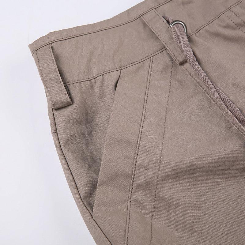 Y2k Khaki Drawstring Cargo Shorts - Modiva Modiva Y2k Khaki Drawstring Cargo Shorts