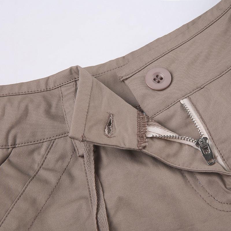 Y2k Khaki Drawstring Cargo Shorts - Modiva Modiva Y2k Khaki Drawstring Cargo Shorts