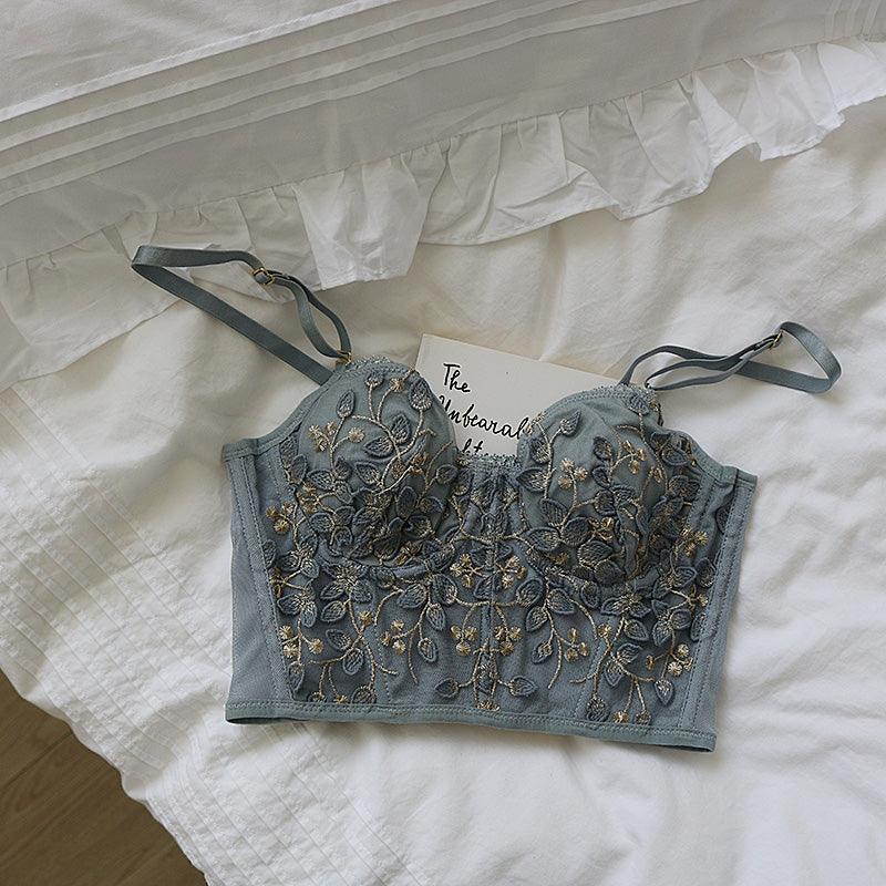 Lace Floral Corset Top - Modiva S / Blue Modiva Lace Floral Corset Top