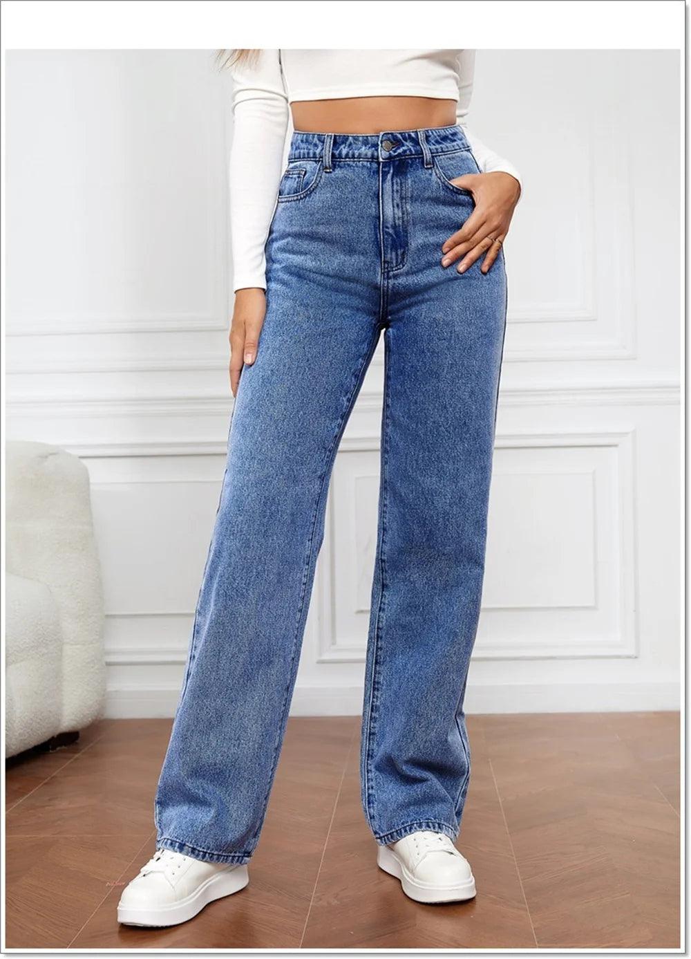 Blue Straight Leg Jeans - Modiva Modiva Blue Straight Leg Jeans