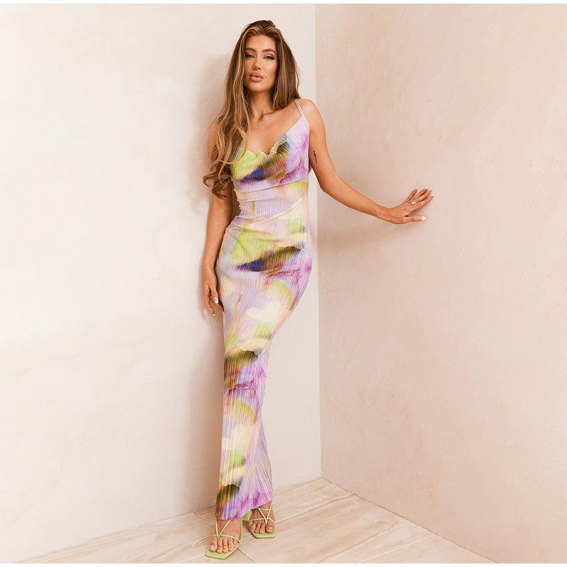 Tie-Dye Maxi Bodycon Dress - Modiva Modiva Tie-Dye Maxi Bodycon Dress