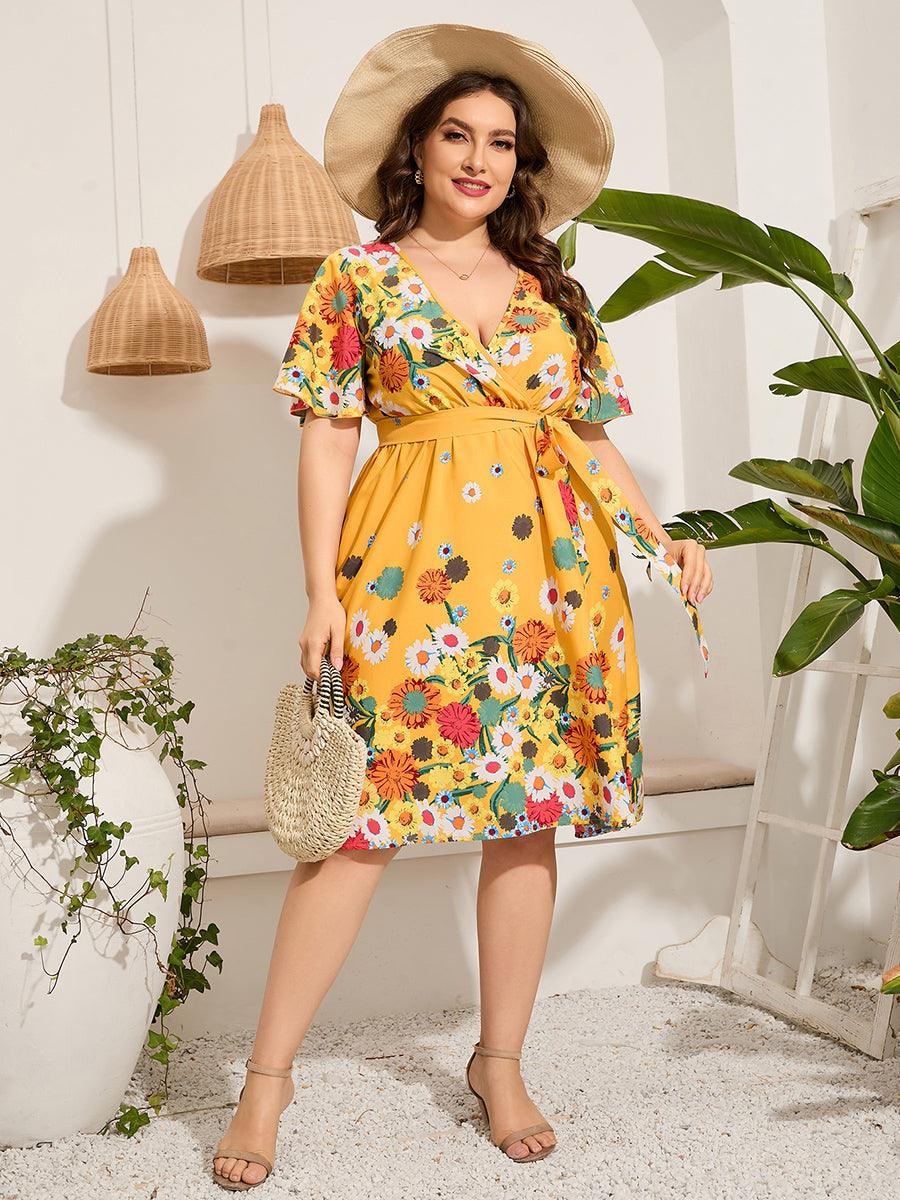 Plus Size Floral Summer Midi Dress - Modiva Modiva Plus Size Floral Summer Midi Dress