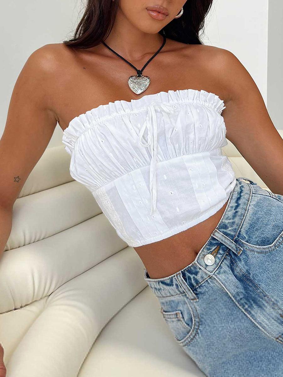 Lace Drawstring Tube Top - Modiva Modiva Lace Drawstring Tube Top