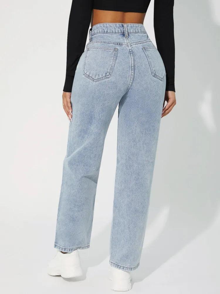 High Waisted Straight Leg Jeans