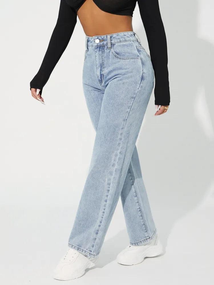 High Waisted Straight Leg Jeans