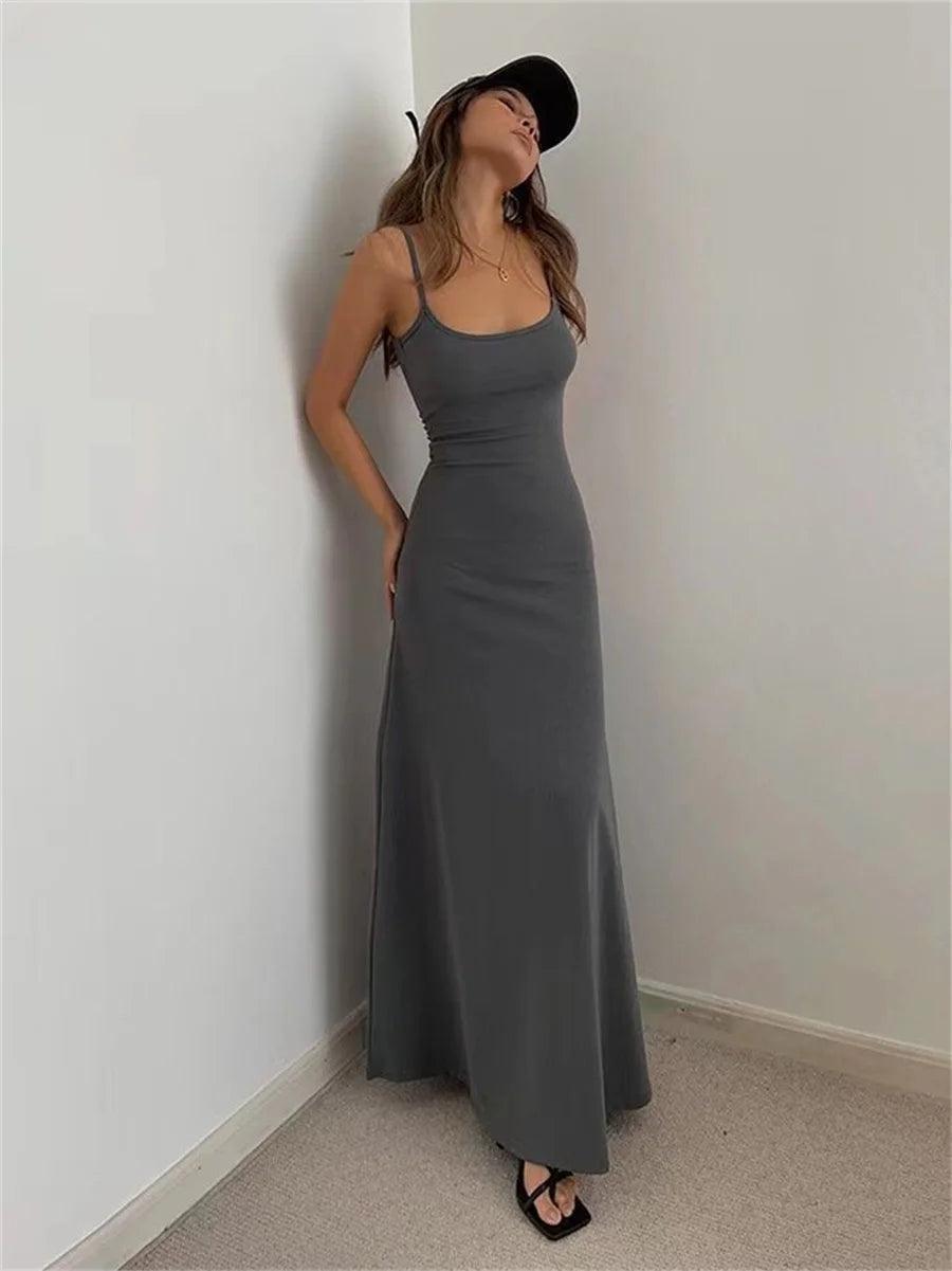 Thin Strap Bodycon Maxi Dress