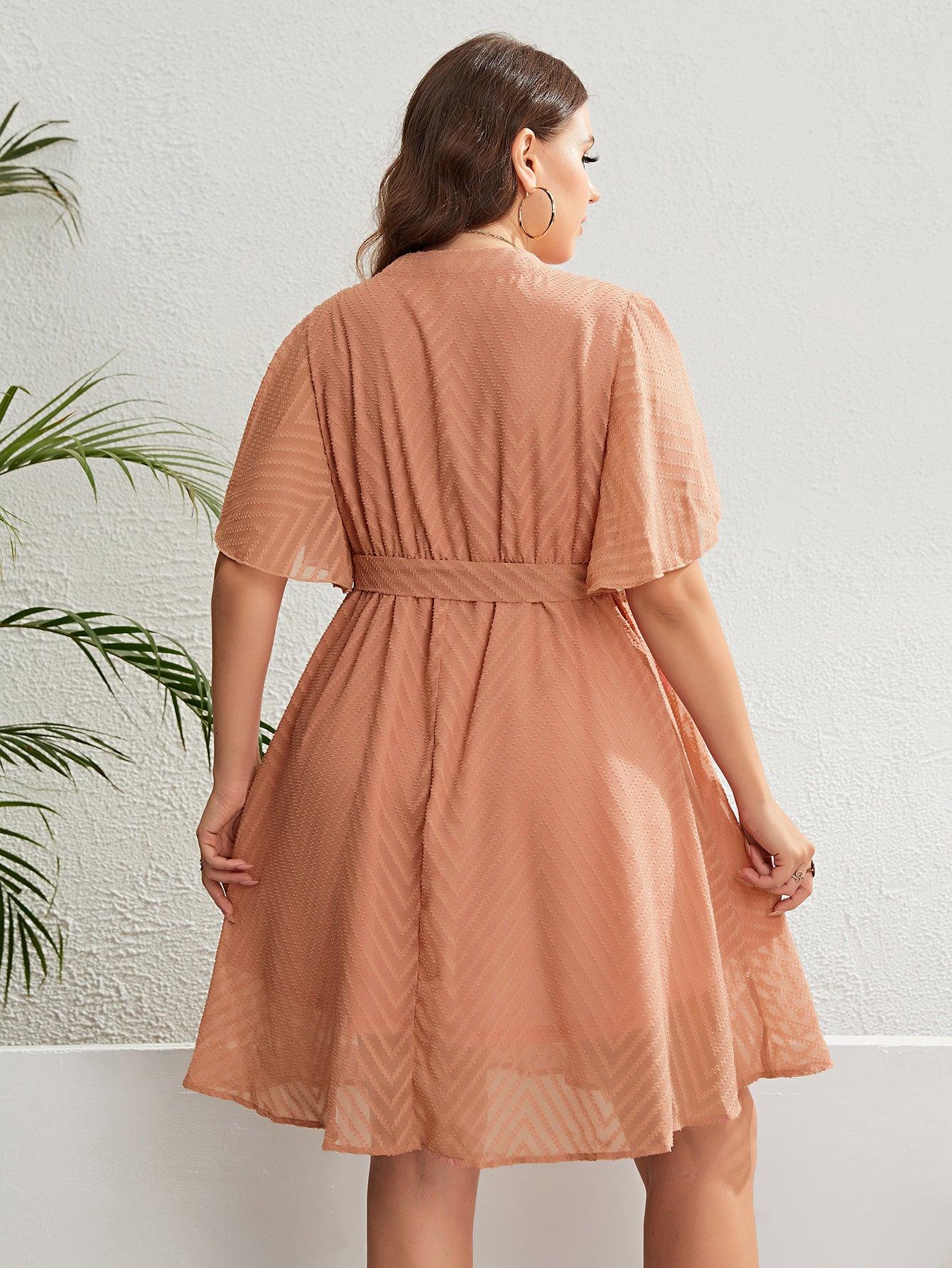 Plus Size Butterfly Sleeve Midi Dress - Modiva Modiva Plus Size Butterfly Sleeve Midi Dress