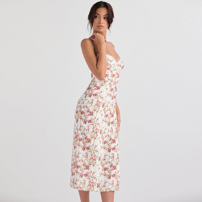 Summer Floral Maxi Leg Slit Dress - Modiva Modiva Summer Floral Maxi Leg Slit Dress