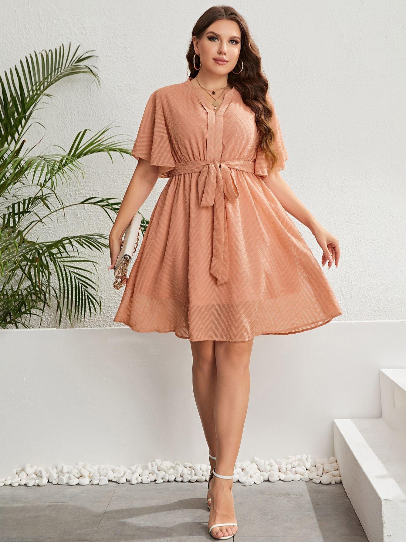 Plus Size Butterfly Sleeve Midi Dress - Modiva Modiva Plus Size Butterfly Sleeve Midi Dress