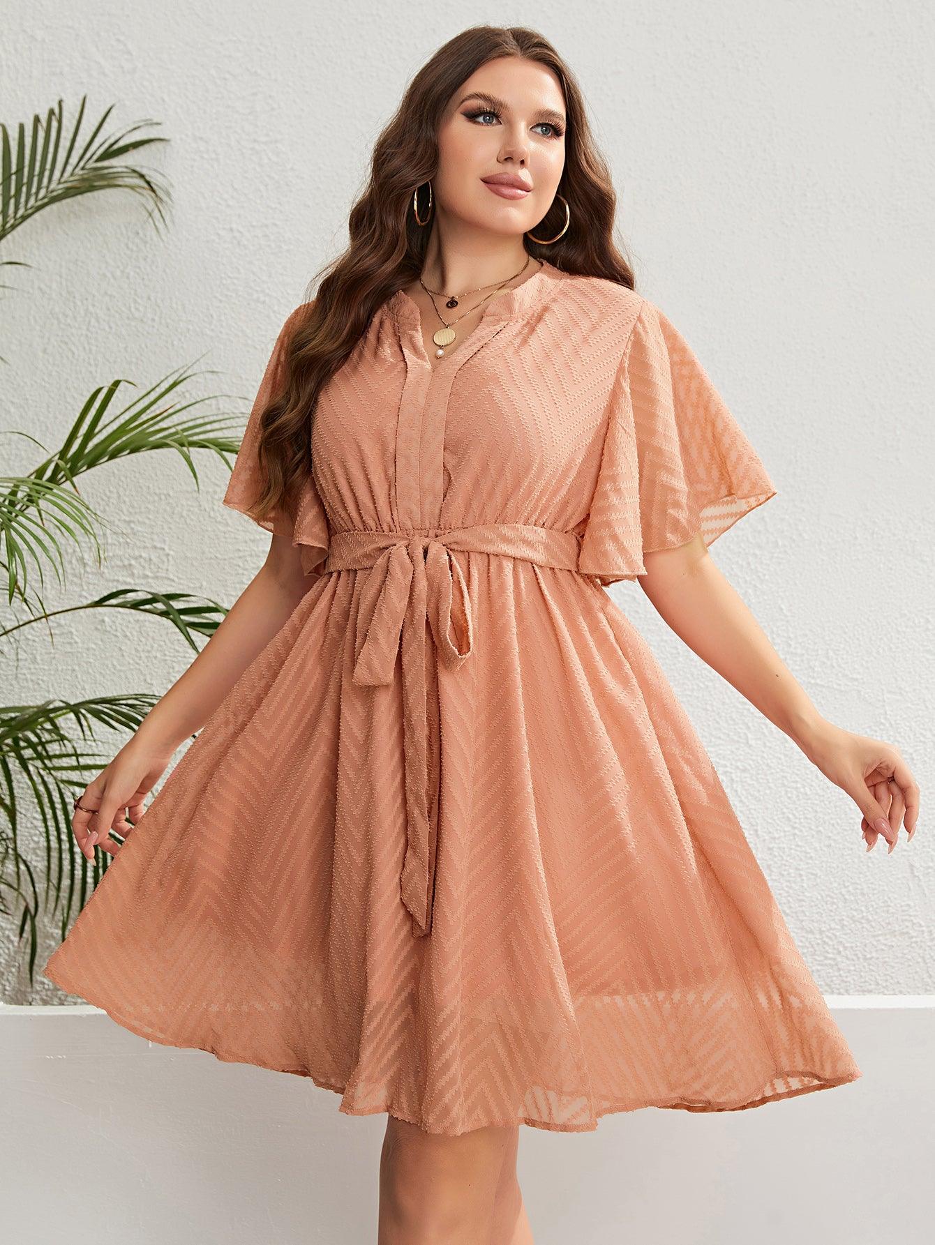 Plus Size Butterfly Sleeve Midi Dress - Modiva Modiva Plus Size Butterfly Sleeve Midi Dress