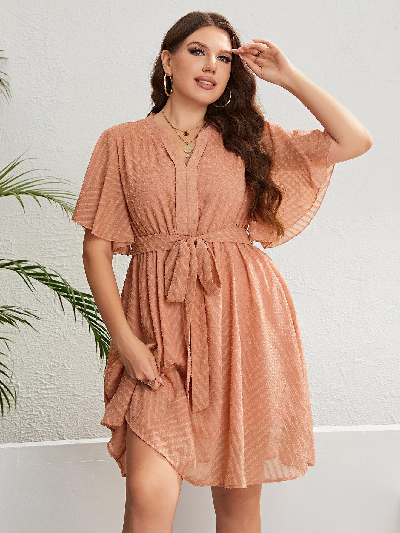 Plus Size Butterfly Sleeve Midi Dress - Modiva Modiva Plus Size Butterfly Sleeve Midi Dress