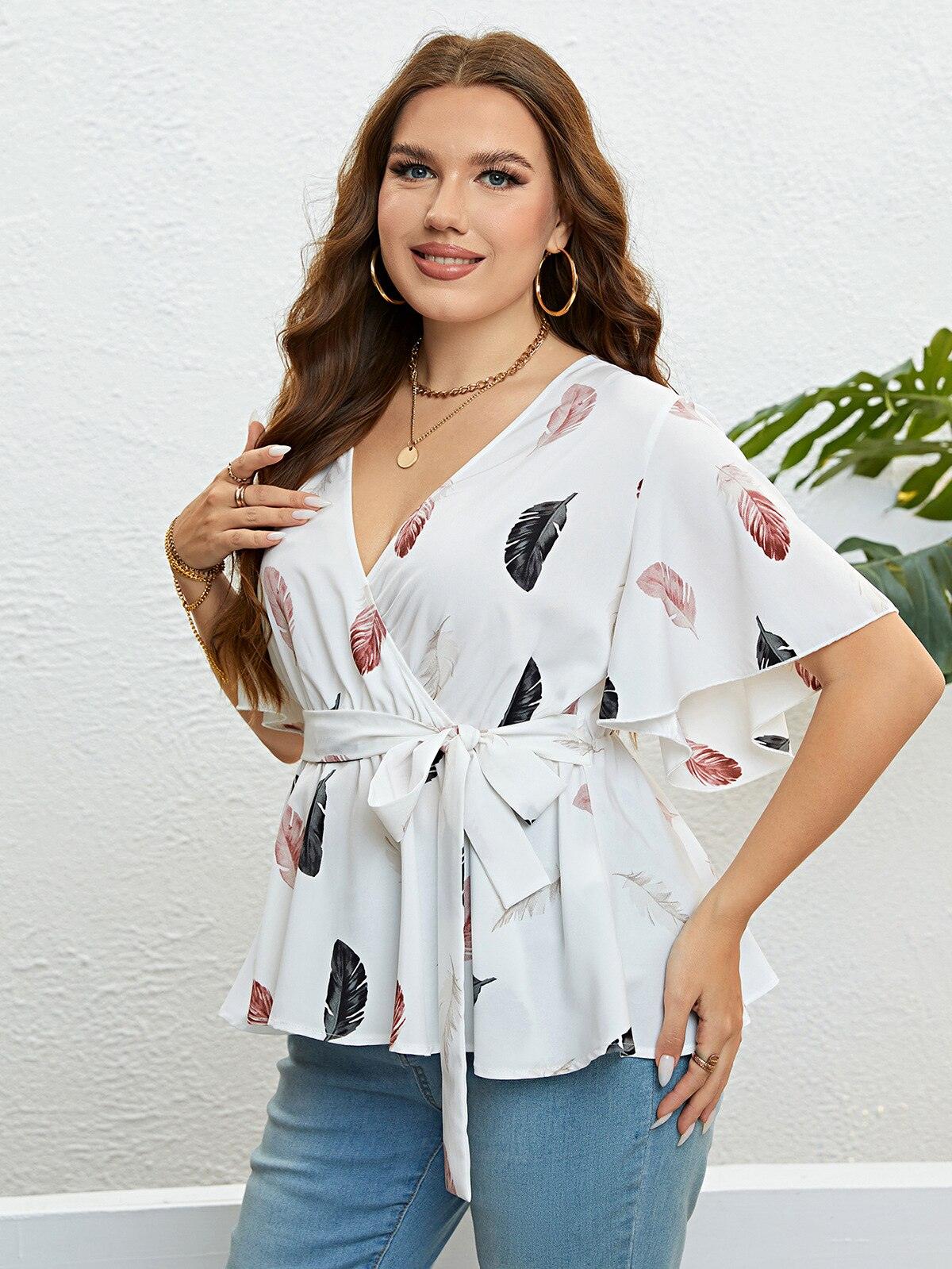 Plus Size Wrap Tie-Up Top - Modiva Modiva Plus Size Wrap Tie-Up Top