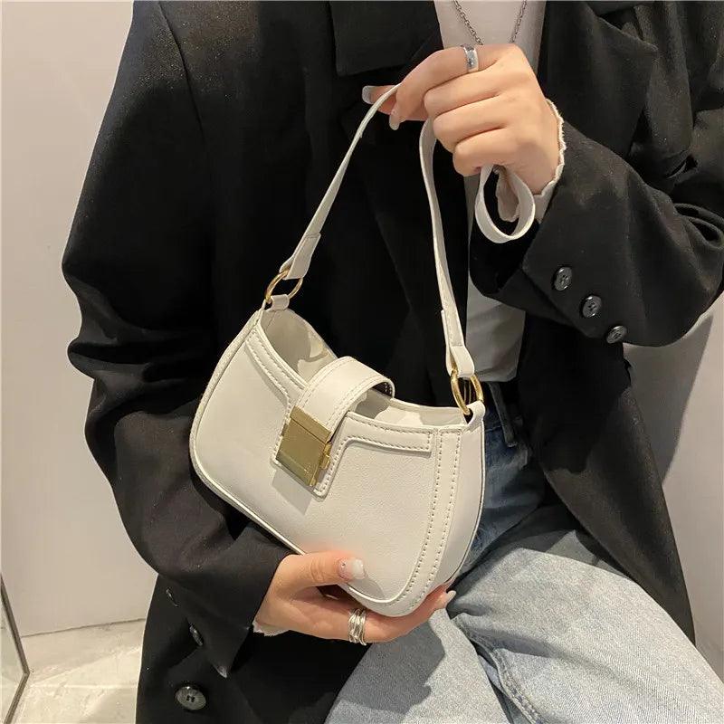 Faux Leather Underarm Shoulder Bag - Modiva White Modiva Faux Leather Underarm Shoulder Bag