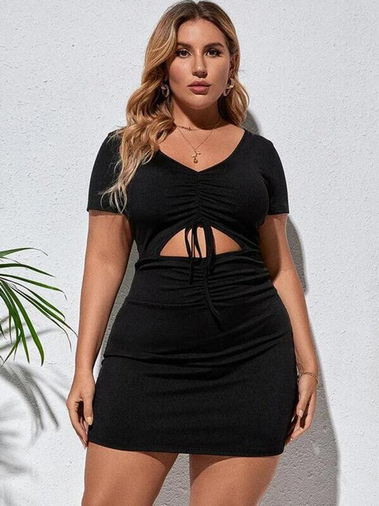 Plus Size Bodycon Cut-out Mini Dress - Modiva Modiva Plus Size Bodycon Cut-out Mini Dress