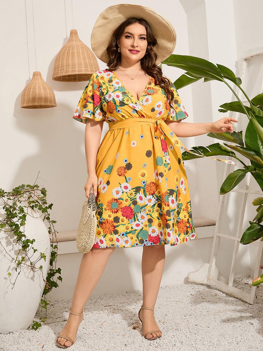 Plus Size Floral Summer Midi Dress - Modiva Modiva Plus Size Floral Summer Midi Dress