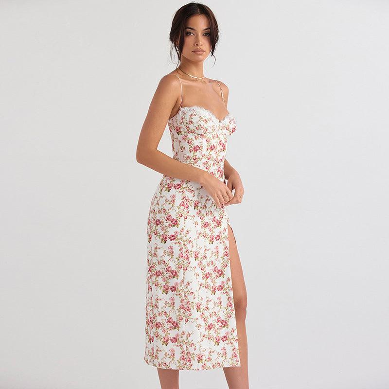 Summer Floral Maxi Leg Slit Dress - Modiva Modiva Summer Floral Maxi Leg Slit Dress