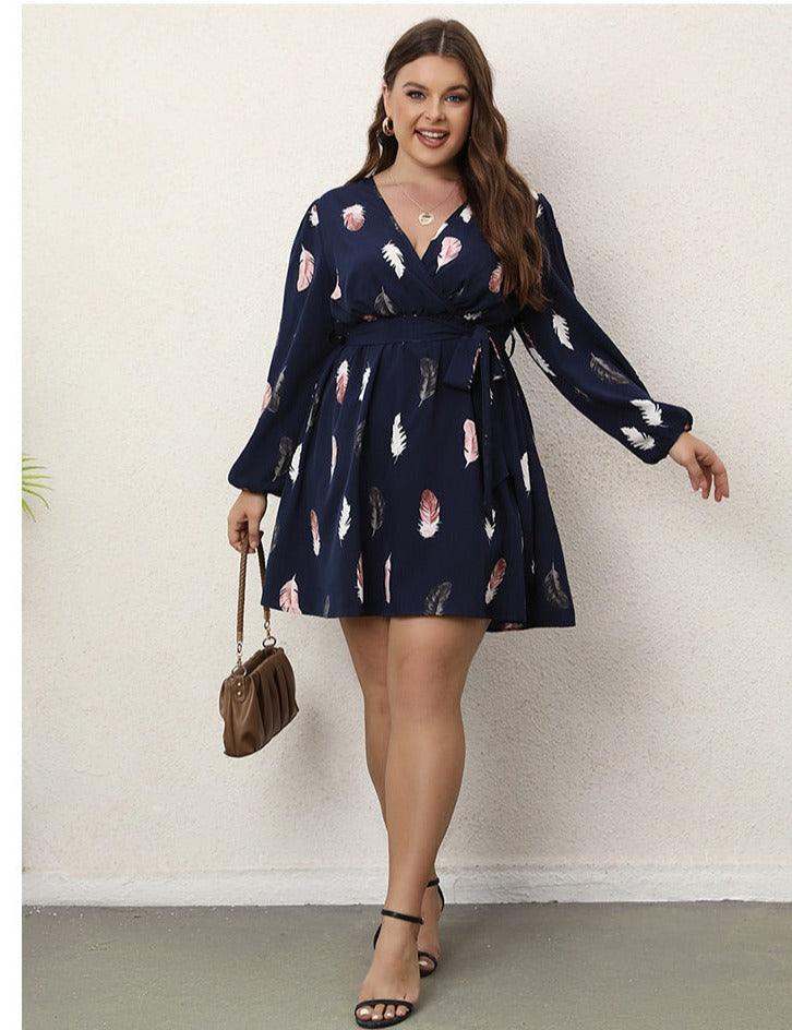 Plus Size Long Sleeve Wrap Dress - Modiva Modiva Plus Size Long Sleeve Wrap Dress