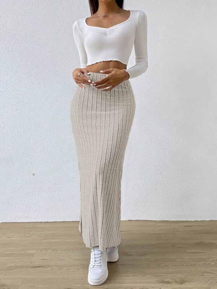 Maxi Ribbed Pencil Skirt - Modiva Modiva Maxi Ribbed Pencil Skirt