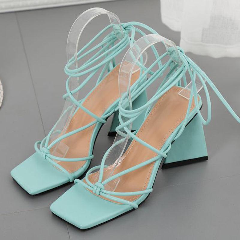 Wide Heel Strap High Heels - Modiva Blue / EU 36/ UK 3 Modiva Wide Heel Strap High Heels