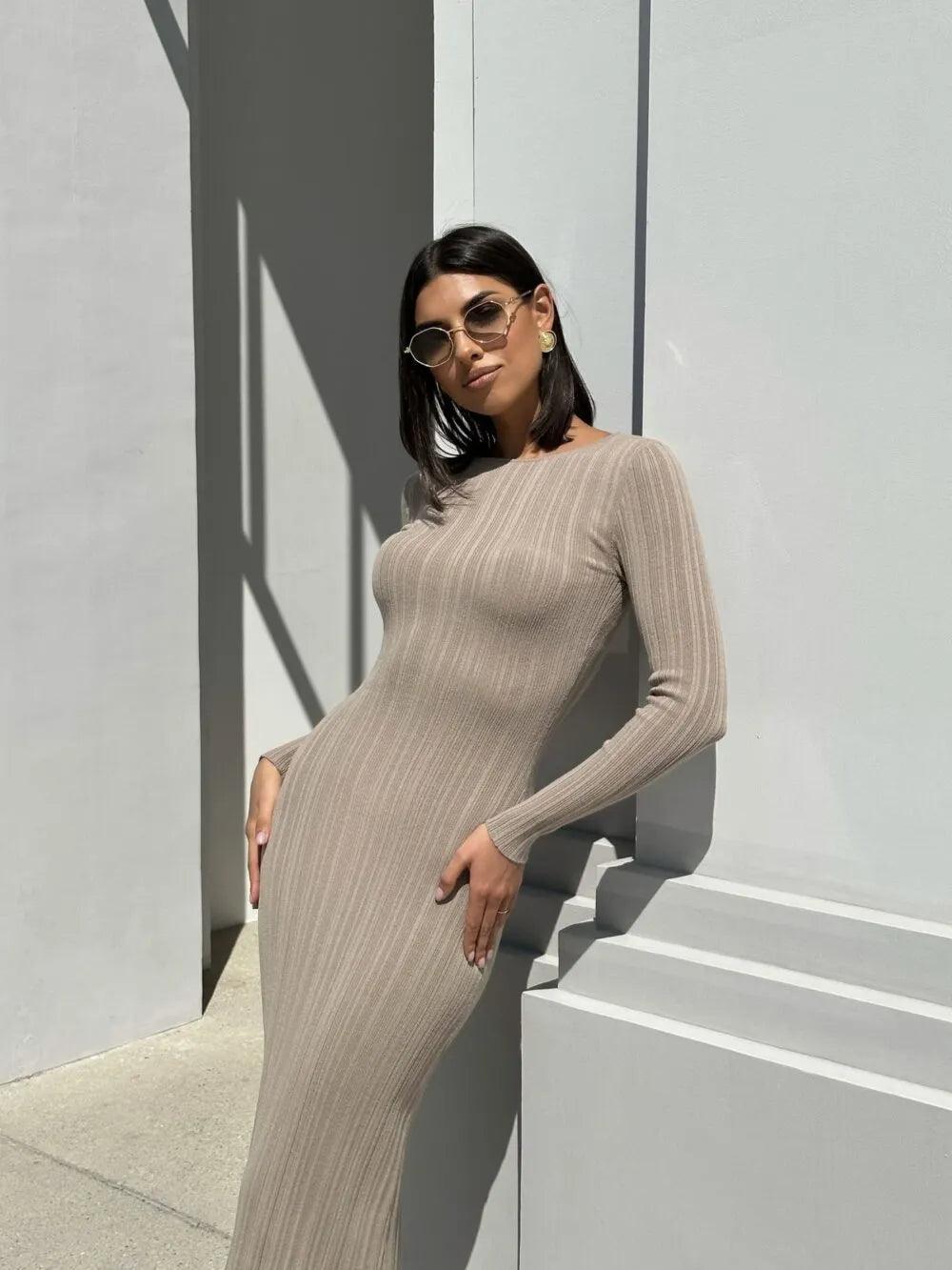 Autumn Long Sleeve Bodycon Dress - Modiva Modiva Autumn Long Sleeve Bodycon Dress