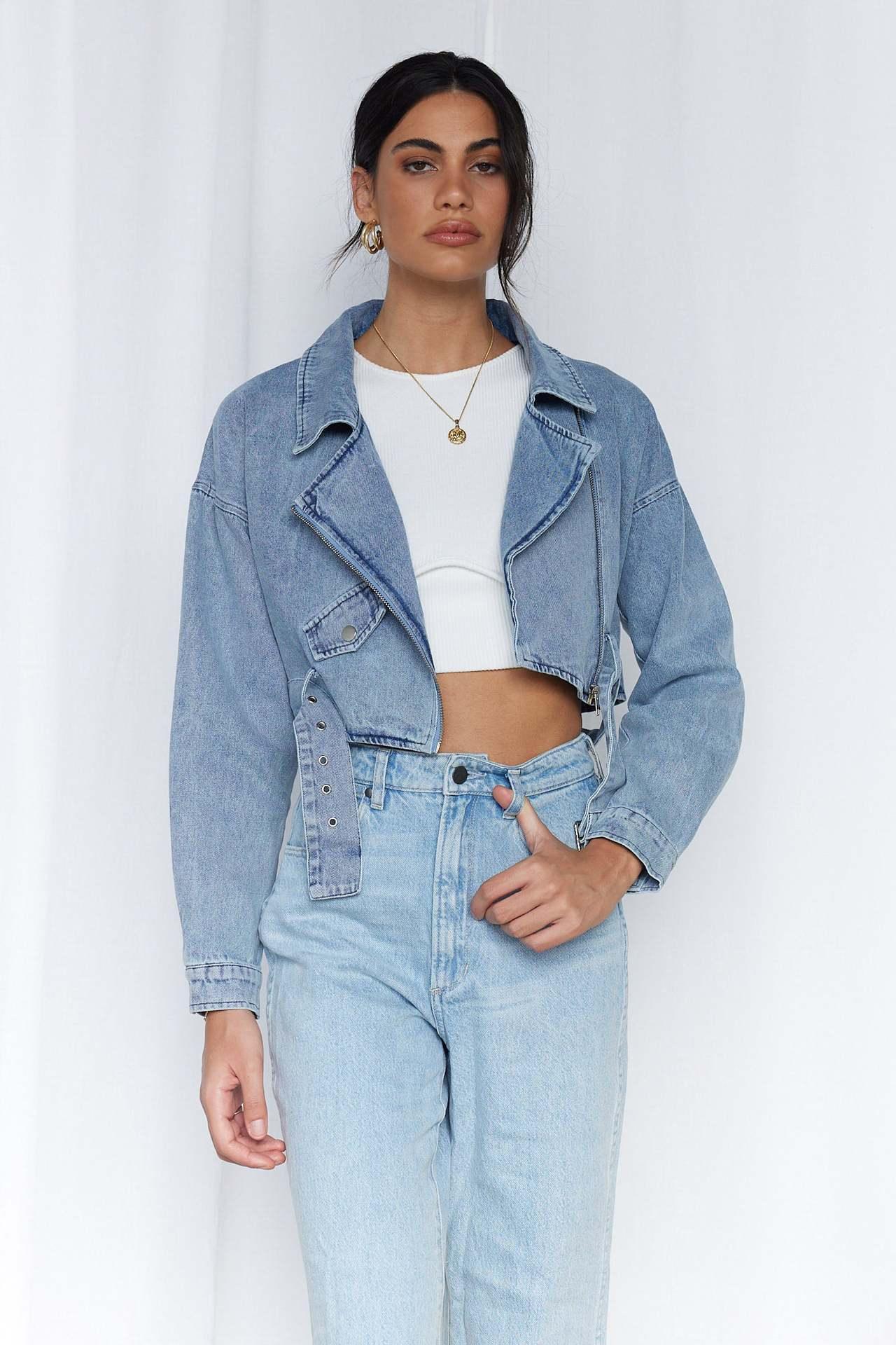 Blue Denim Cropped Jacket - Modiva Modiva Blue Denim Cropped Jacket