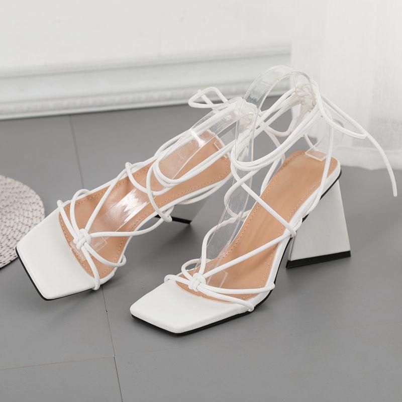 Wide Heel Strap High Heels - Modiva White / EU 36/ UK 3 Modiva Wide Heel Strap High Heels