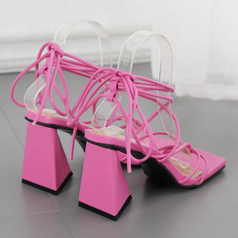 Wide Heel Strap High Heels - Modiva Pink / EU 36/ UK 3 Modiva Wide Heel Strap High Heels