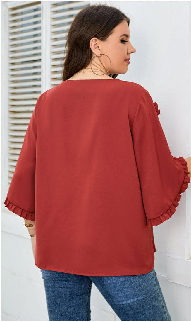 Plus Size Ruffled Sleeve Top - Modiva Modiva Plus Size Ruffled Sleeve Top