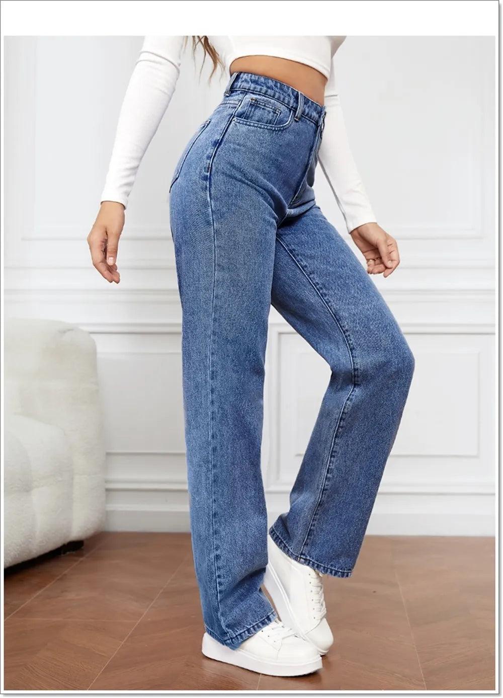 Blue Straight Leg Jeans - Modiva Modiva Blue Straight Leg Jeans