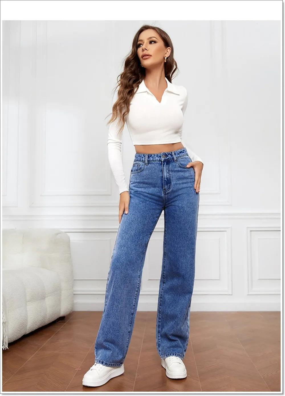 Blue Straight Leg Jeans - Modiva Modiva Blue Straight Leg Jeans