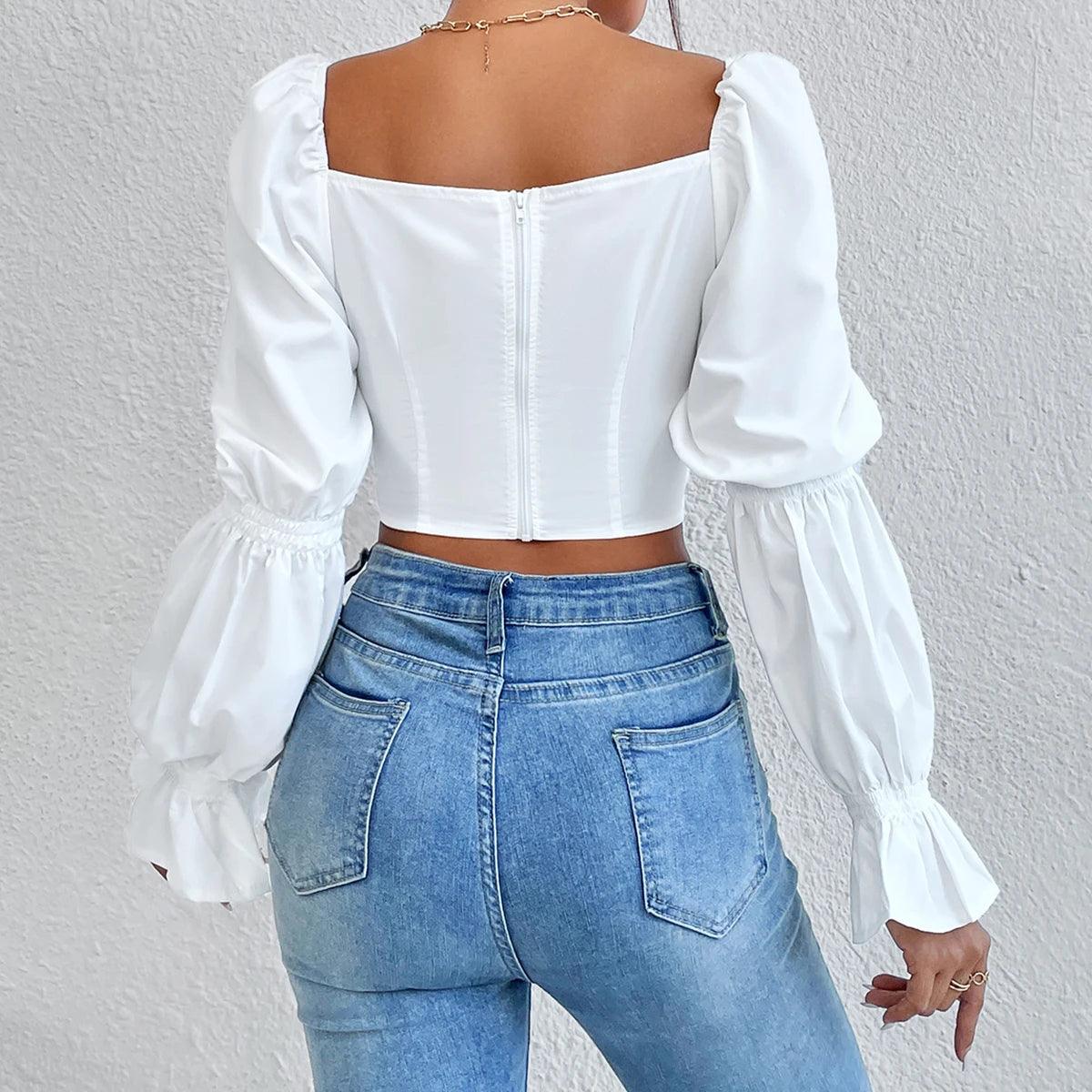 Long Sleeve Cropped Corset Top