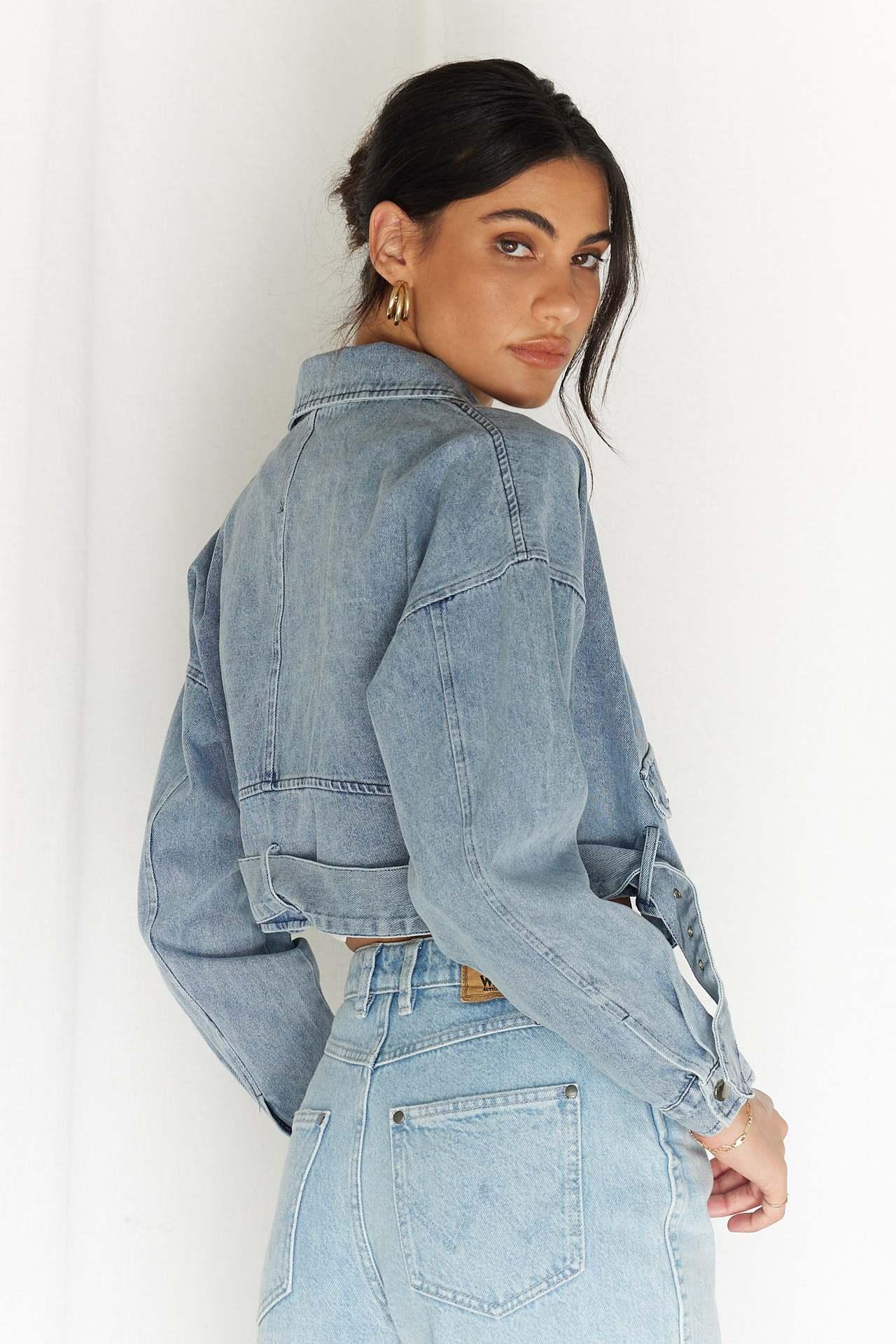 Blue Denim Cropped Jacket - Modiva Modiva Blue Denim Cropped Jacket