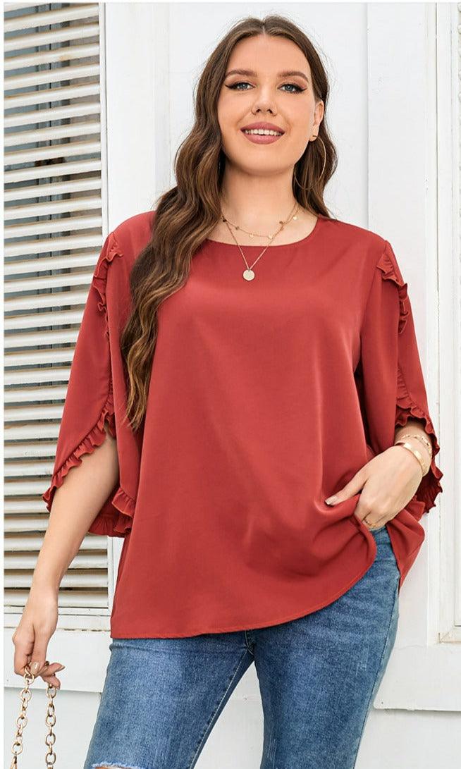 Plus Size Ruffled Sleeve Top - Modiva Modiva Plus Size Ruffled Sleeve Top