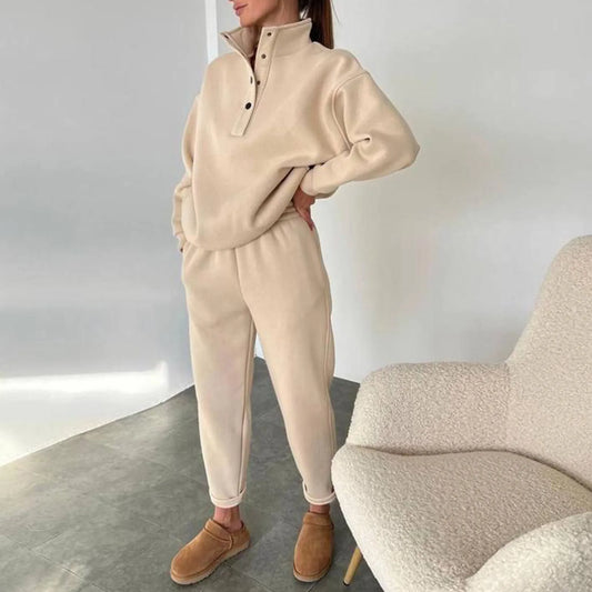 Button-up Pullover 2-Piece Tracksuit - Modiva Modiva Button-up Pullover 2-Piece Tracksuit