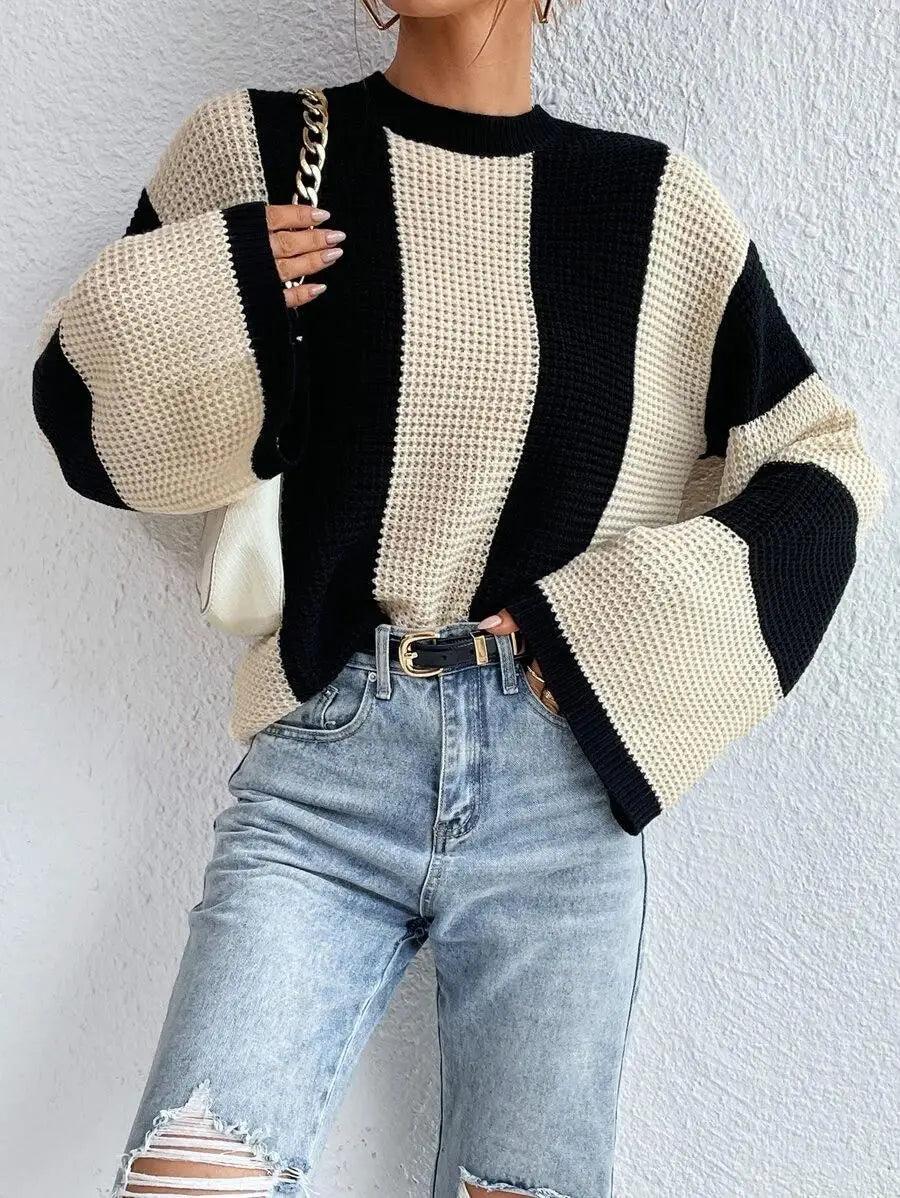 Autumn Round Neck Knitted Jumper - Modiva Modiva Autumn Round Neck Knitted Jumper