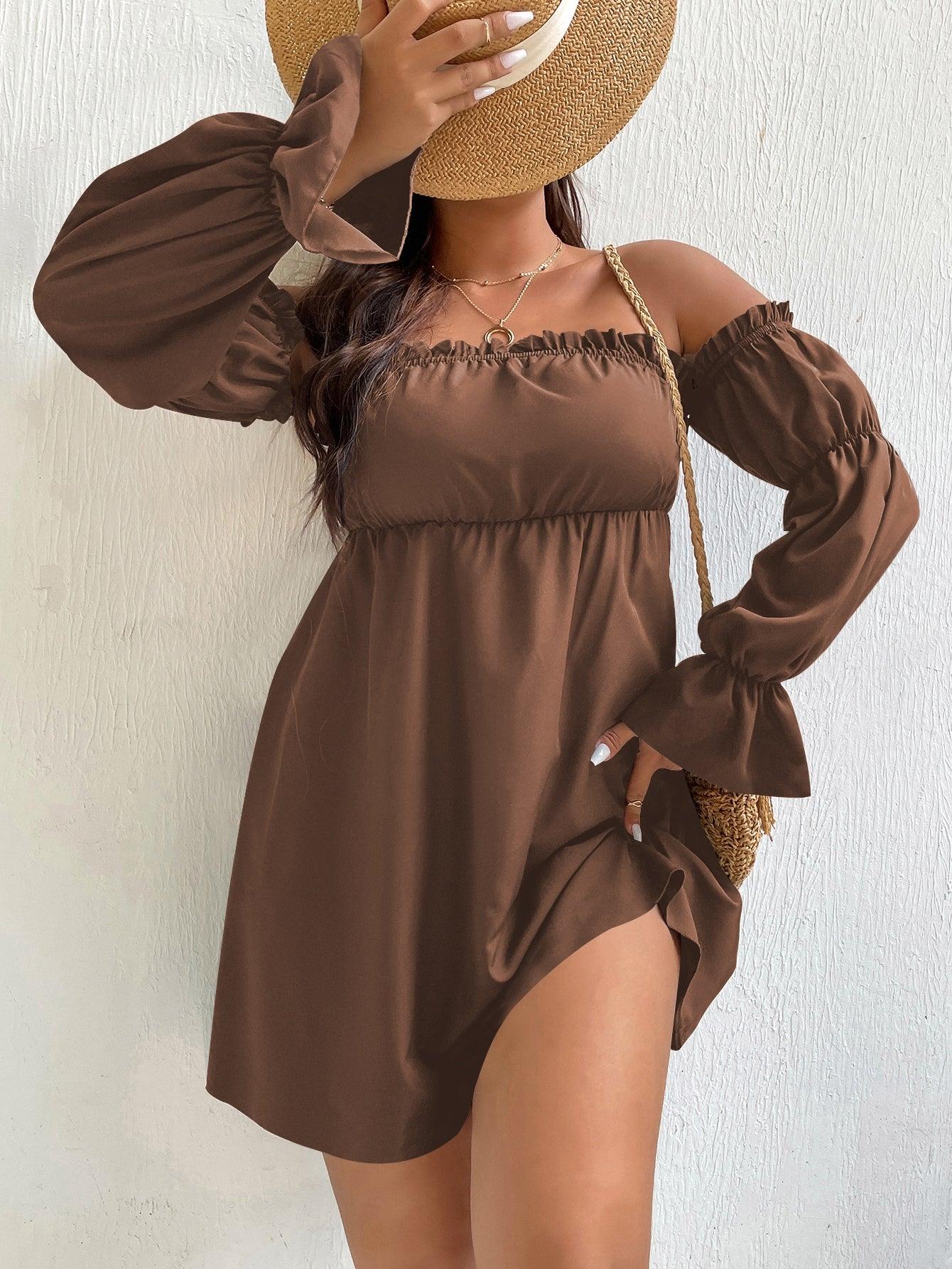 Plus Size Off The Shoulder Long Sleeve Midi Dress - Modiva Modiva Plus Size Off The Shoulder Long Sleeve Midi Dress