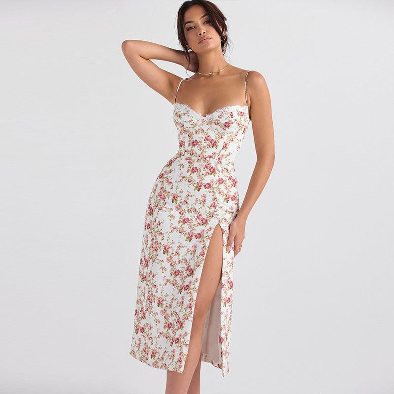 Summer Floral Maxi Leg Slit Dress - Modiva Modiva Summer Floral Maxi Leg Slit Dress