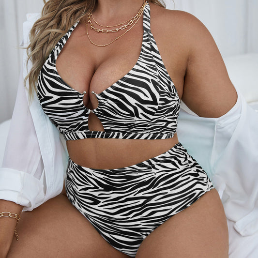 Plus Size Zebra Print Ring Bikini - Modiva Modiva Plus Size Zebra Print Ring Bikini