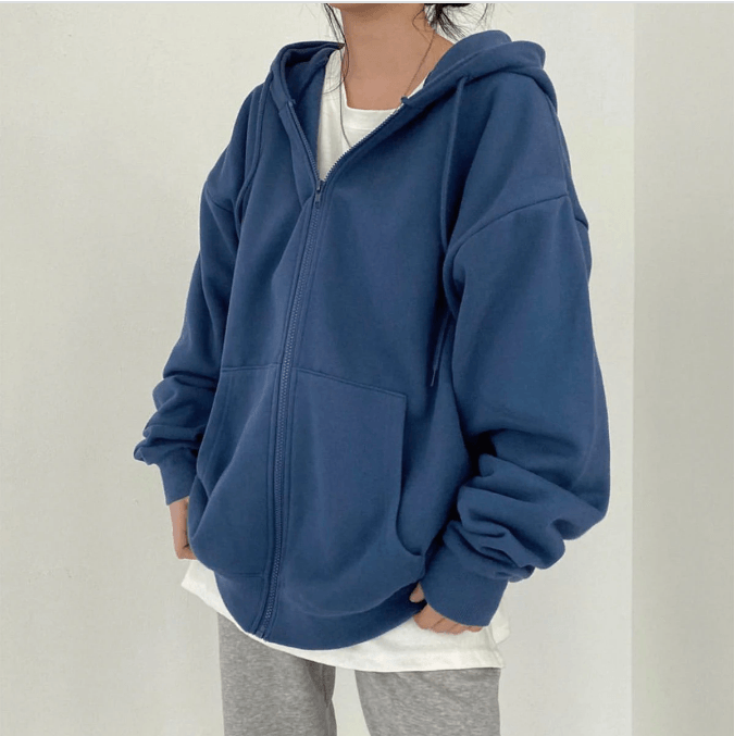 Oversized Zipped Sweater - Modiva S-8/10 / Navy My Store Oversized Zipped Sweater