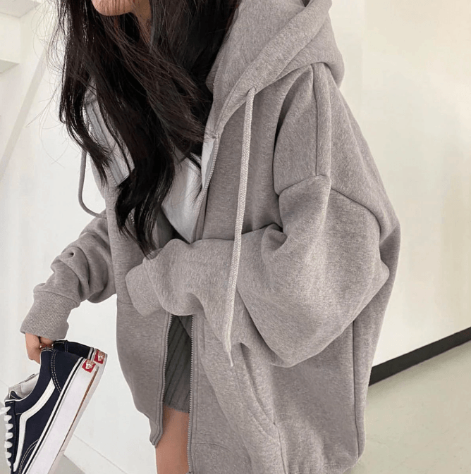 Oversized Zipped Sweater - Modiva S-8/10 / Grey My Store Oversized Zipped Sweater