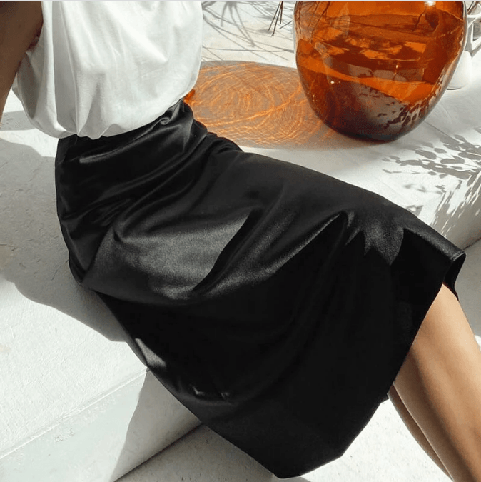 Long Silk Skirt - Modiva S / Black My Store Long Silk Skirt